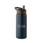 Bouteille en acier inoxydable recyclé avec bec et anse 500 ml couleur bleu marine vue avec zone d'impression