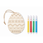 Set de coloriage avec œuf de Pâques à suspendre et 4 feutres couleur bois