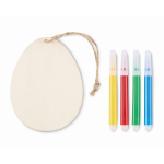 Set de coloriage avec œuf de Pâques à suspendre et 4 feutres couleur bois deuxième vue