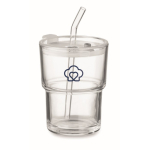 Verre avec couvercle anti-goutte et paille en verre 300ml couleur transparent vue principale