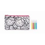 Trousse pour crayons avec motifs à colorier avec feutres couleur rose