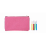 Trousse pour crayons avec motifs à colorier avec feutres couleur rose troisième vue