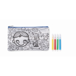Trousse pour crayons avec motifs à colorier avec feutres couleur bleu roi