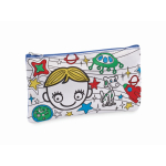 Trousse pour crayons avec motifs à colorier avec feutres couleur bleu roi sixième vue