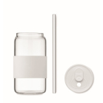 Verre en borosilicate avec paille assortie et bande en silicone 550ml couleur blanc quatrième vue