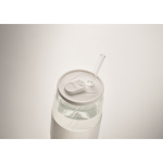 Verre en borosilicate avec paille assortie et bande en silicone 550ml couleur blanc cinquième vue photographique