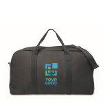 Sac de voyage monochrome en tissu recyclé avec double anse couleur bleu marine vue avec zone d'impression