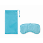 Masque de sommeil avec perles de gel, dans un sac à cordon couleur bleu ciel