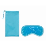 Masque de sommeil avec perles de gel, dans un sac à cordon couleur bleu ciel deuxième vue
