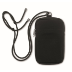 Sac bandoulière pour téléphone en coton recyclé avec cordon ajustable couleur noir