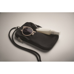 Sac bandoulière pour téléphone en coton recyclé avec cordon ajustable couleur noir quatrième vue photographique