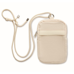 Sac bandoulière pour téléphone en coton recyclé avec cordon ajustable couleur beige