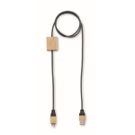 Câble de charge avec détails en bambou et personnalisable 60W couleur bois