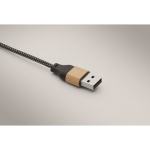 Câble de charge avec détails en bambou et personnalisable 60W couleur bois troisième vue photographique