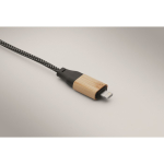 Câble de charge avec détails en bambou et personnalisable 60W couleur bois cinquième vue photographique
