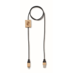 Câble de charge avec détails en bambou et personnalisable 60W couleur bois vue principale