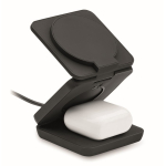 Chargeur magnétique pliable en ABS 3-en-1 servant de support couleur noir deuxième vue