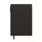 Carnet à couverture rigide avec stylo à l'intérieur, pages lignées A5 couleur noir