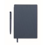 Carnet à couverture rigide avec stylo à l'intérieur, pages lignées A5 couleur bleu marine troisième vue