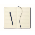 Carnet à couverture rigide avec stylo à l'intérieur, pages lignées A5 couleur bleu marine quatrième vue
