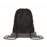 Sac à cordon en polyester RPET avec détail en cuir à la base couleur noir