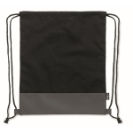 Sac à cordon en polyester RPET avec détail en cuir à la base couleur noir deuxième vue