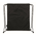 Sac à cordon en polyester RPET avec détail en cuir à la base couleur noir troisième vue