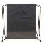 Sac à cordon en polyester RPET avec détail en cuir à la base couleur bleu marine deuxième vue