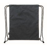 Sac à cordon en polyester RPET avec détail en cuir à la base couleur bleu marine troisième vue