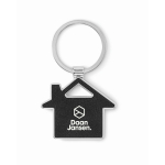 Porte-clés métallique forme de maison incrustation cuir synthétique couleur noir deuxième vue