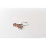 Porte-clés métallique forme de voiture incrustation cuir synthétique couleur marron troisième vue photographique