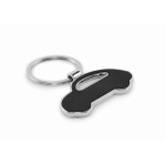Porte-clés métallique forme de voiture incrustation cuir synthétique couleur noir deuxième vue