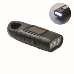 Lampe torche rechargeable par panneau solaire et manivelle dynamo couleur noir deuxième vue