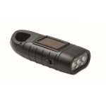 Lampe torche rechargeable par panneau solaire et manivelle dynamo couleur noir huitième vue