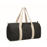 Sac de voyage avec compartiment latéral et détails en coloris naturel couleur noir