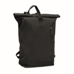 Sac à dos à roll-top en coton recyclé avec fermeture éclair frontale couleur noir