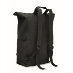 Sac à dos à roll-top en coton recyclé avec fermeture éclair frontale couleur noir deuxième vue
