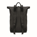 Sac à dos à roll-top en coton recyclé avec fermeture éclair frontale couleur noir quatrième vue