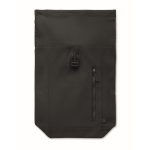 Sac à dos à roll-top en coton recyclé avec fermeture éclair frontale couleur noir huitième vue