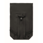 Sac à dos à roll-top en coton recyclé avec fermeture éclair frontale couleur noir neuvième vue
