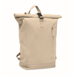 Sac à dos à roll-top en coton recyclé avec fermeture éclair frontale couleur beige