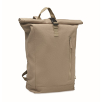 Sac à dos à roll-top en coton recyclé avec fermeture éclair frontale couleur kaki