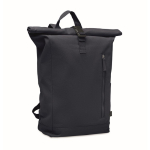 Sac à dos à roll-top en coton recyclé avec fermeture éclair frontale couleur bleu marine