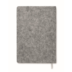 Carnet avec couverture en feutre RPET et liège, pages lignées A5 couleur gris troisième vue
