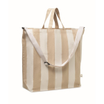 Sac de plage à rayures verticales avec anses et bandoulière ajustable couleur blanc