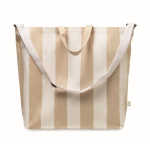 Sac de plage à rayures verticales avec anses et bandoulière ajustable couleur blanc deuxième vue