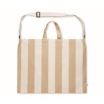 Sac de plage à rayures verticales avec anses et bandoulière ajustable couleur blanc quatrième vue