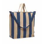 Sac de plage à rayures verticales avec anses et bandoulière ajustable couleur bleu roi