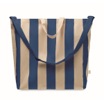 Sac de plage à rayures verticales avec anses et bandoulière ajustable couleur bleu roi deuxième vue