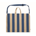 Sac de plage à rayures verticales avec anses et bandoulière ajustable couleur bleu roi troisième vue